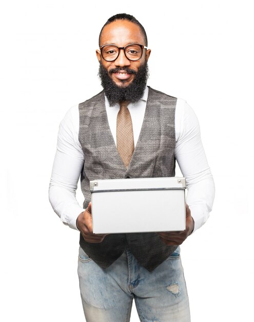 Man holding a white box