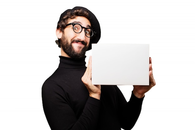 Man holding a white paper