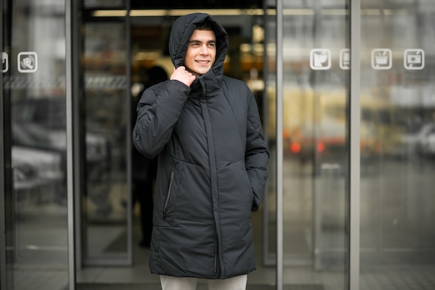 Man in hood jacket