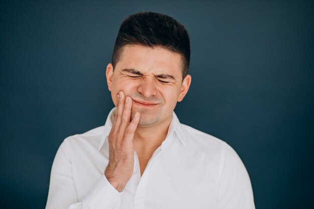 Man isolated showing facial emotions