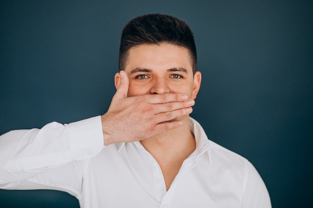 Man isolated showing facial emotions