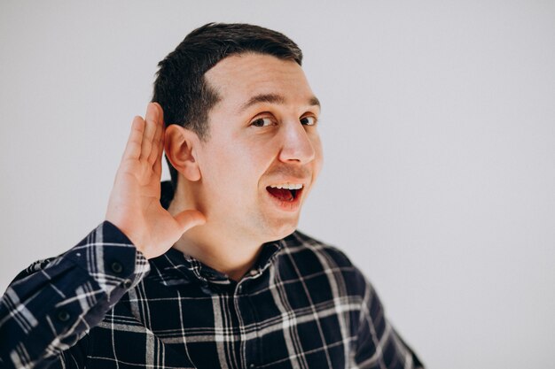 Man isolated showing facial emotions