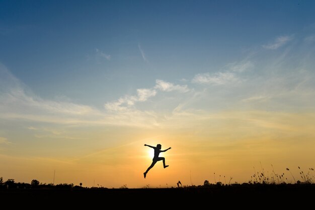 Man jump on hill ,Business concept idea