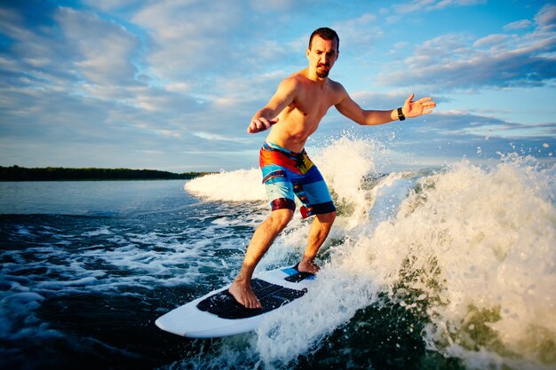 Man learning to surf