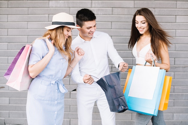 Man looking at his purchases