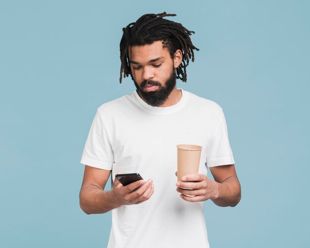 Man looking on his smartphone