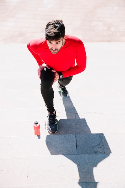 Man lunging on steps