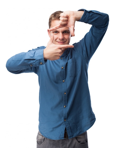 Man making a frame with his hands