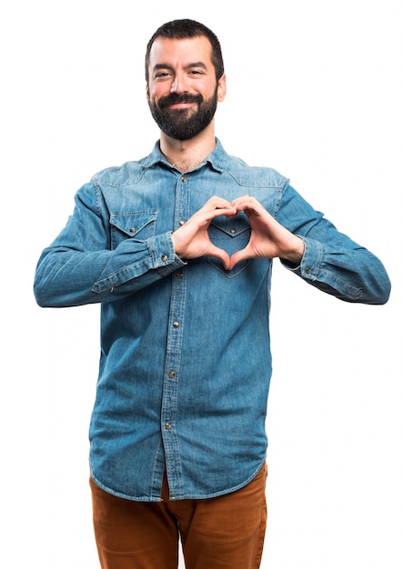 Man making a heart with his hands