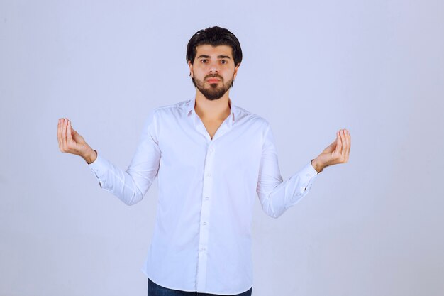 Man making meditation for relaxing.