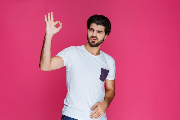 Man making ok hand circle sign. 