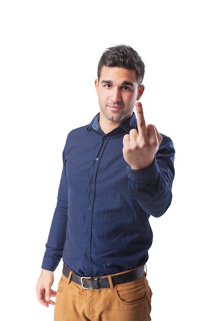 Man making an ugly gesture with his hand