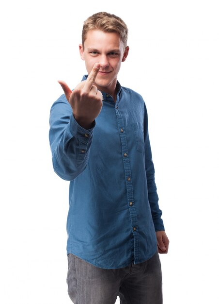 Man making an ugly gesture with his hand