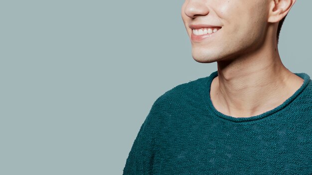 Man model smiling in studio