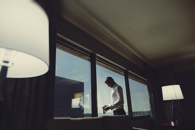 Man near window