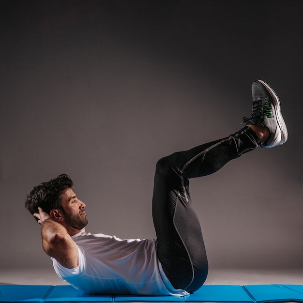 Man performing abdominal crunches