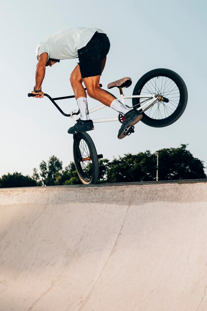 Man performing tricks low angle view