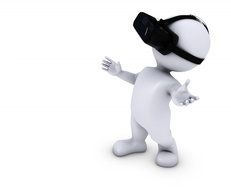 Free Photo man playing virtual reality 