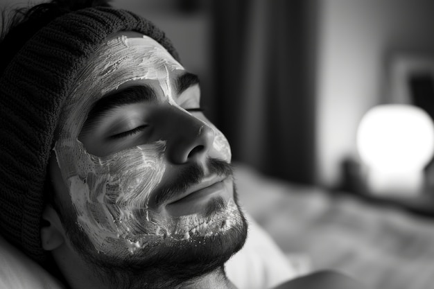 Foto gratuita routine di cura della pelle da ritratto maschile