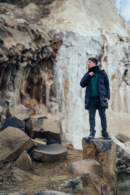 Man poses in the quarry