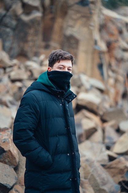 Man poses in the quarry