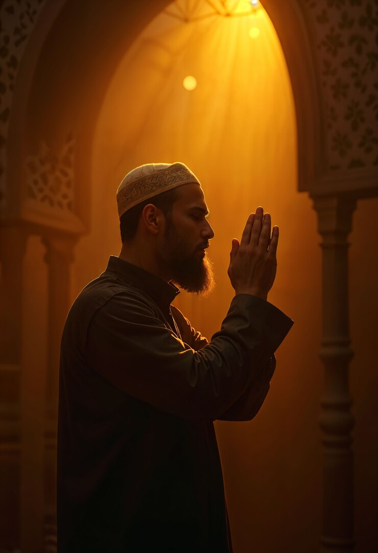 Free Photo man praying as ramadan  preparations