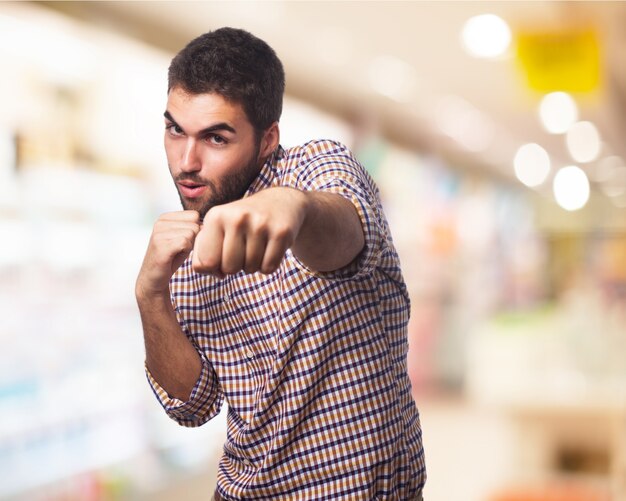 Man punching the air