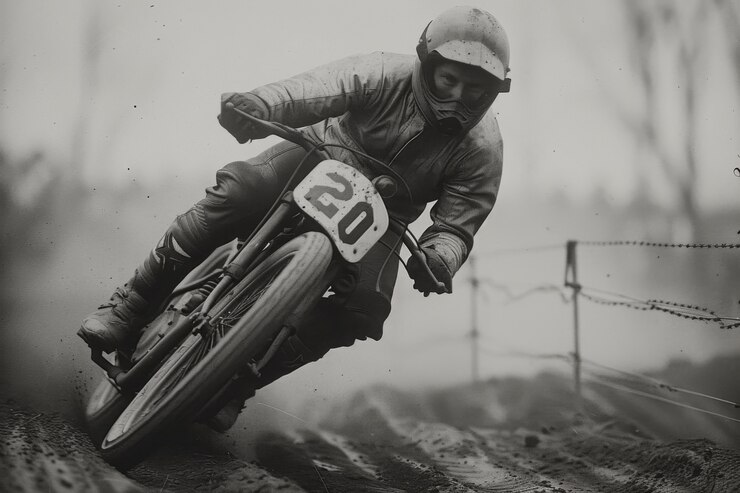 Free Photo man racing dirt bike