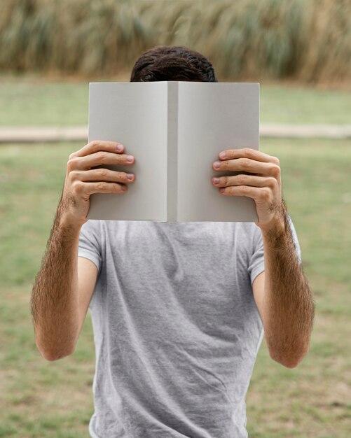 Man reading an interesting book