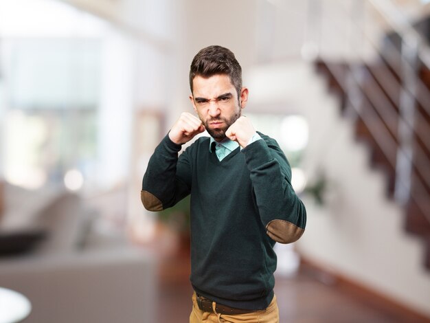 Man ready to fight