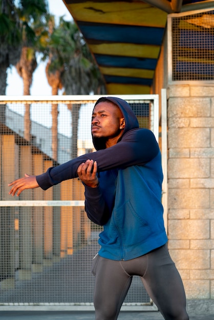 Man ready for sport at night