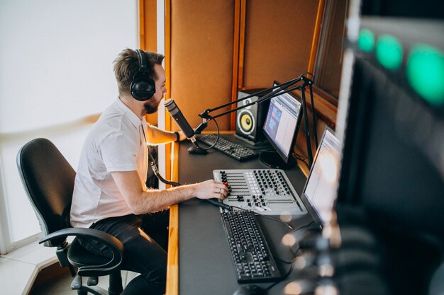 Man at a recording studio, music production