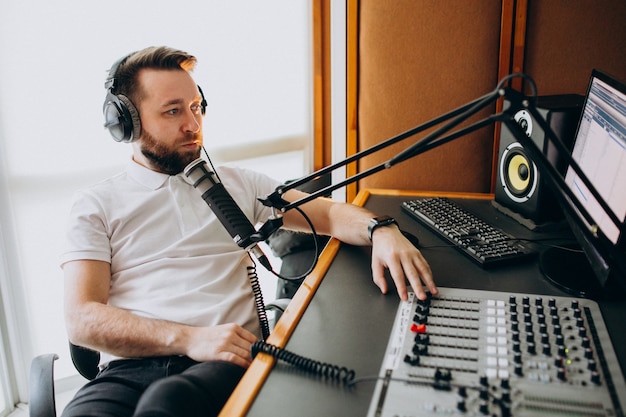 Man at a recording studio, music production