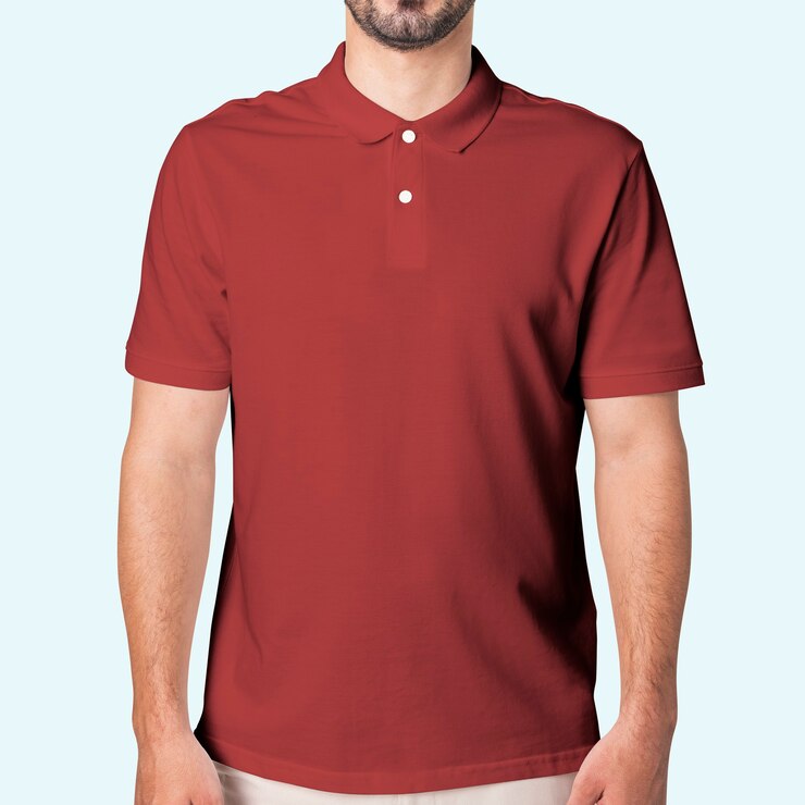 Free Photo man in red polo shirt apparel studio shoot