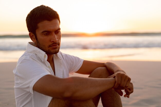 Man relaxing on the beach