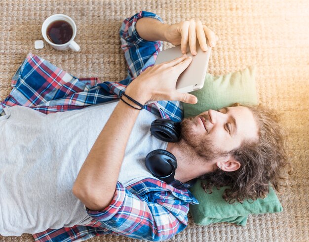 Man relaxing on floor