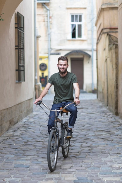 人の自転車、自転車、石、ストーン、通り