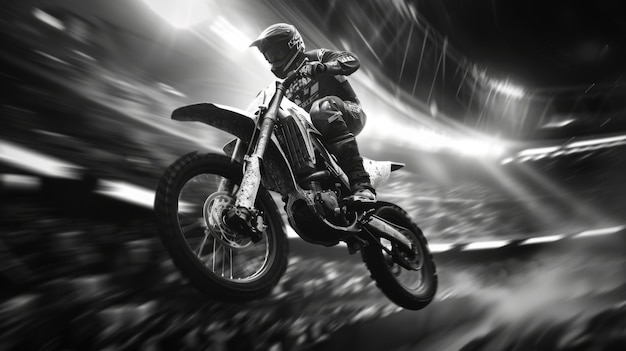 Free photo man riding dirt bike