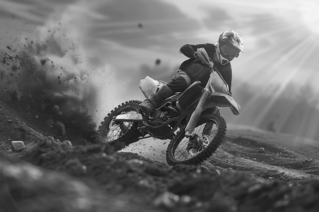 Free photo man riding dirt bike