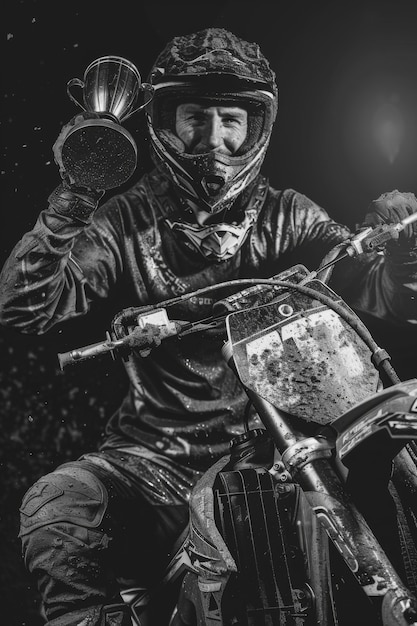 Free photo man riding dirt bike