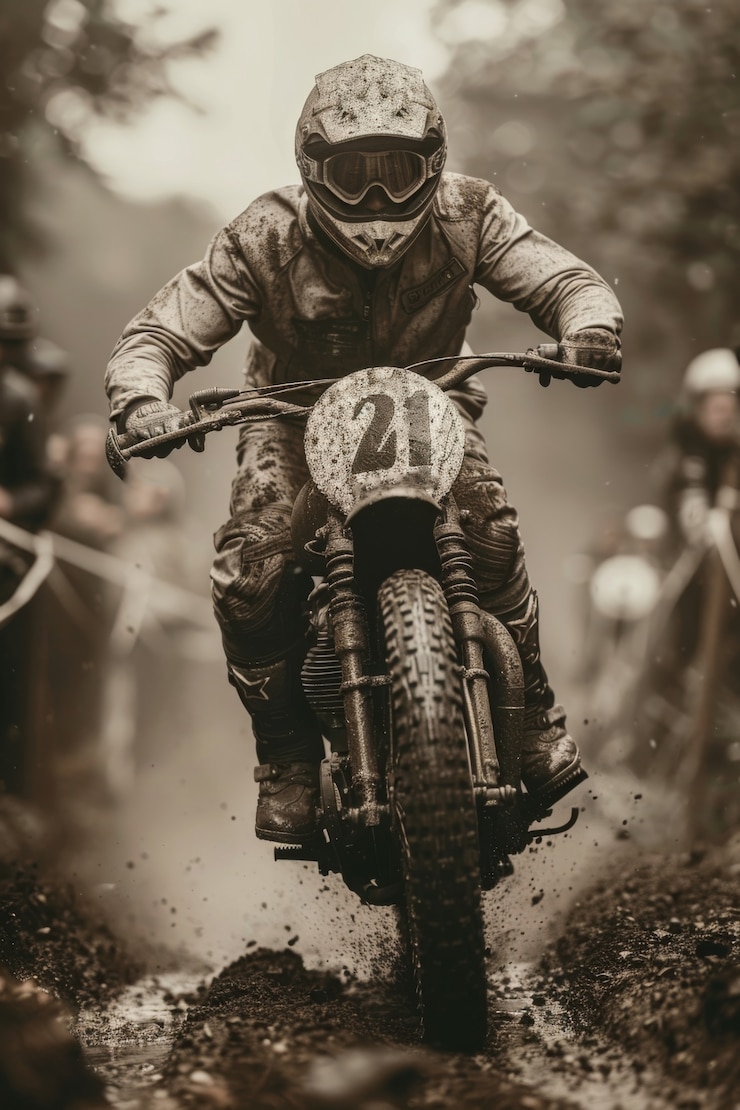 Free Photo man riding dirt bike