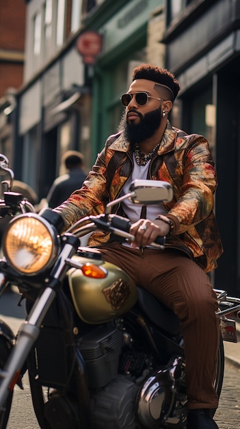 Free photo man riding a powerful motorcycle