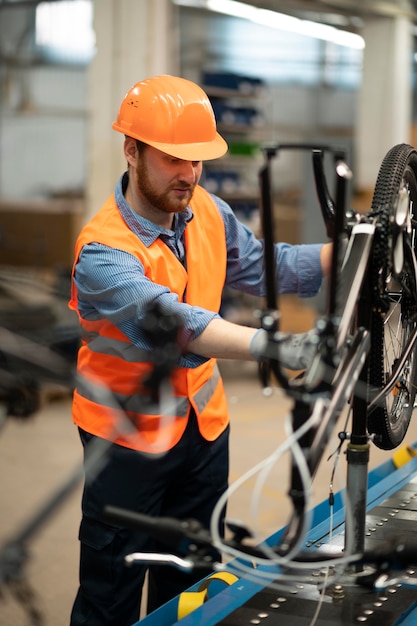 Man in safety equipment at his workplace