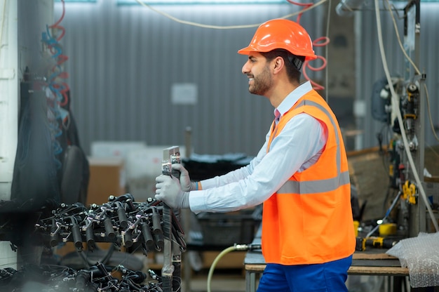 Man in safety equipment at his workplace