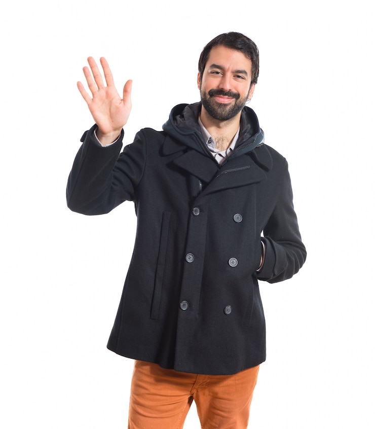 Free Photo man saluting over white background