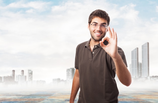 Man saying "ok" with his hands