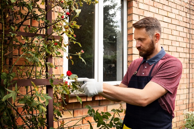 Man servant caring for the garden