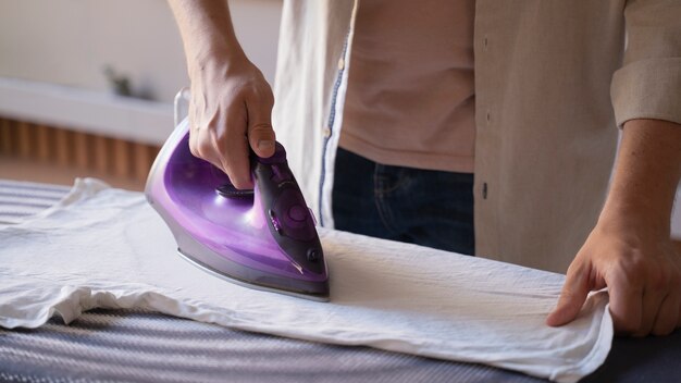 Man servant doing chores around the house