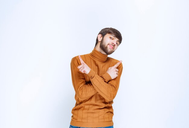 Man showing something on the both sides.