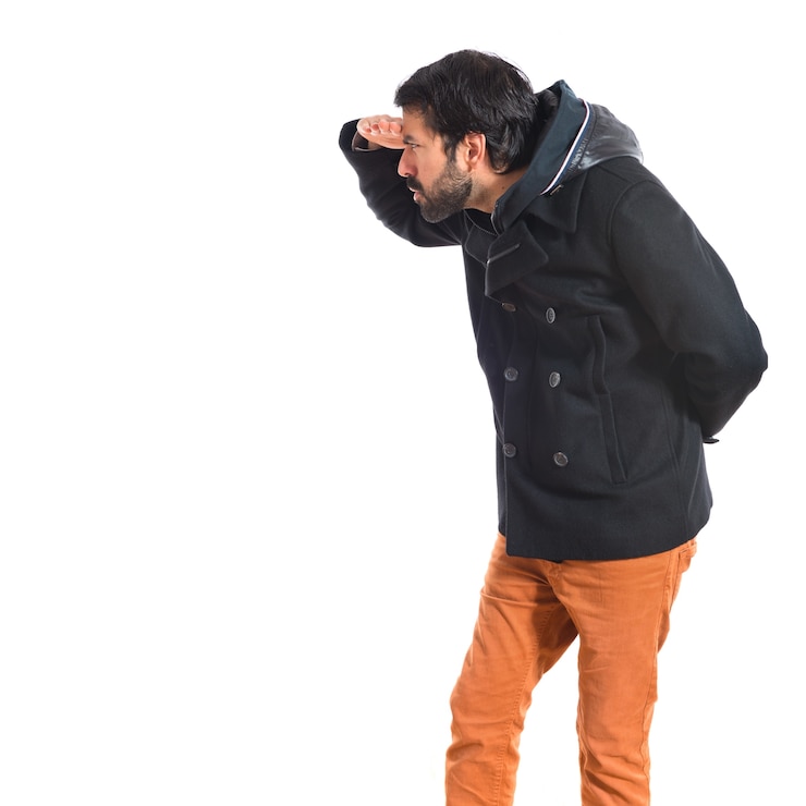 Free Photo man showing something over white background